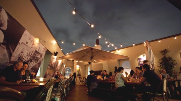 The rooftop is part of the charm of The Local Taphouse, Darlinghurst.