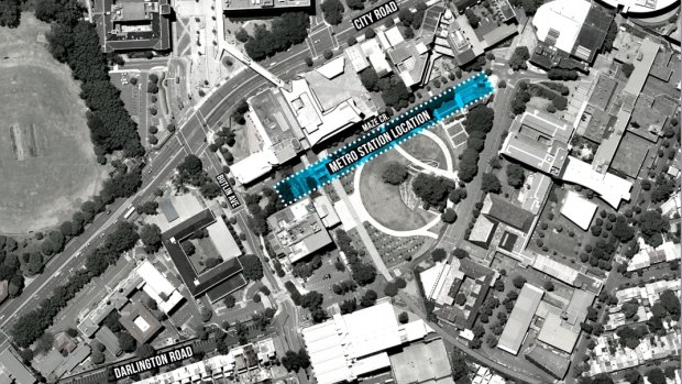 Sydney University's preferred site for a train station on Maze Crescent.