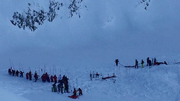 The site of an avalanche that hit a group of high school students  in the French Alps on Wednesday  