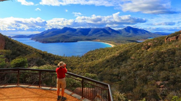 The famous viewpoint at Wineglass Bay.