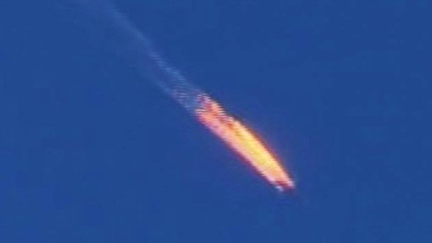 The Russian Sukhoi Su-24 downed by Turkish F-16s.
