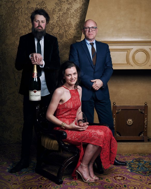 The team from Santa Vittoria Regional Restaurant of the Year, Igni, chef Aaron Turner (left), Joanna Smith and Drew Hamilton.