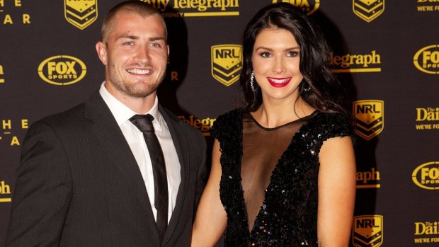In happier times: Kieren Foran and Rebecca Pope at the Dally M Awards in 2013.