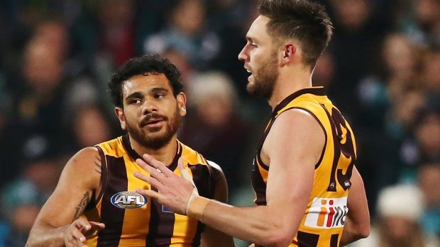 Size doesn't matter: The Hawks' Cyril Rioli (46 goals) and Jack Gunston (50) have proven a lack of height in the forward set-up is no barrier to success.