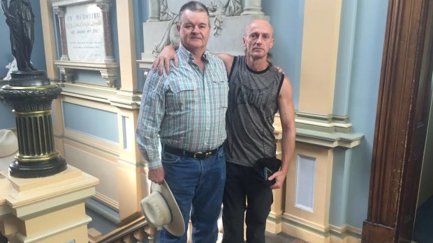 Abuse survivors Gerard Morrow (left) and Tim Lane (right) in Ballarat. 