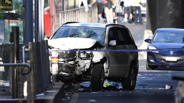 The car allegedly driven by Saeed Noori in Flinders Street last week. 