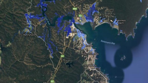 Batemans Bay waterfront properties would be below the high tide mark.