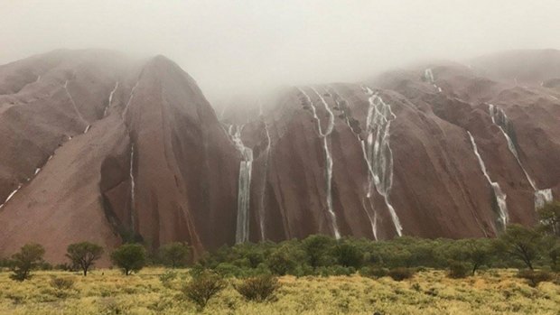Heavy rain that has sparked damaging flash floods in central Australia is being described as a once-in-a-half-century weather event by the Bureau of Meteorology.