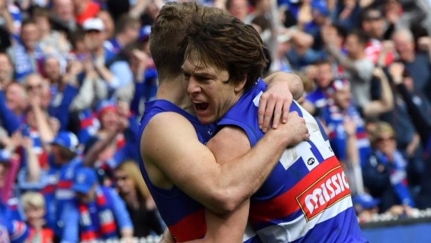 Bulldog Liam Picken celebrates a goal.