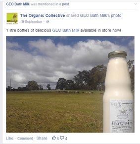 One WA company referred to Bath Milk as 'delicious' on social media website Facebook