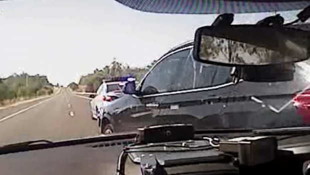 The car allegedly rammed police vehicles during the chase through the Lockyer Valley.