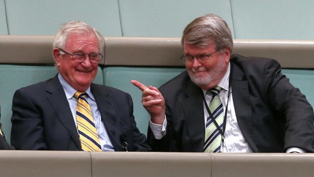 Former MP Wilson Tuckey, left,  returned to Parliament for Question Time in September 2014.
