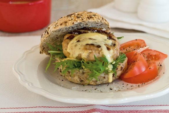 Chicken burger with tarragon.