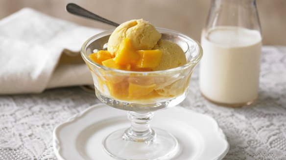 Mango ice cream. A recipe from the Good Food collection. 