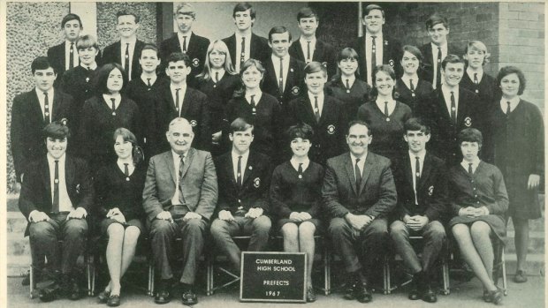 Cumberland prefects of 1967. David Cook (Far left, second row) Malcolm McDivitt (Centre, bottom row).