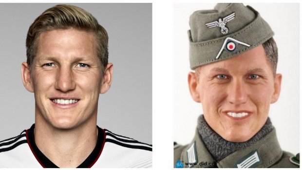 'Coincidence': Bastian Schweinsteiger, left, and the 'Bastian' doll, right. 