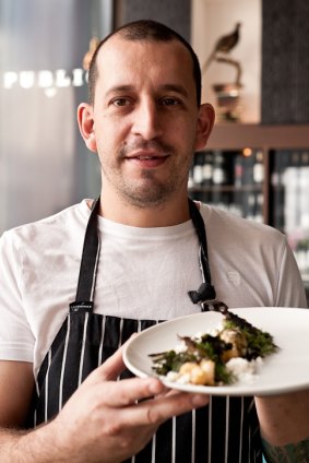 Public Bar and Restaurant head chef Damon Amos shows off a former favourite - wood-roasted scorpions with lobster snow, seaweed, pickled ginger foam and scampi. 