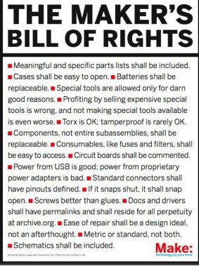 <i>Make</i> magazine's Maker's Bill of Rights.  