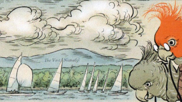 Part of Canberra Times cartoonist David Pope's special illustration of Lake Burley Griffin to celebrate its coming 50th anniversary.