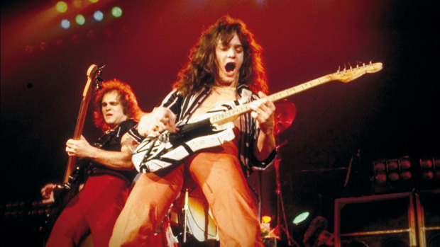 Eddie Van Halen (front) in a scene from the 2005 documentary film Metal: A Headbanger's Journey. 