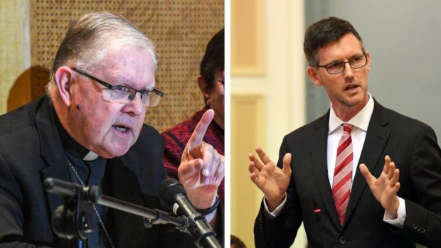 Comments from Archbishop Mark Coleridge (left) received a scathing retort from MP Mark Bailey. 