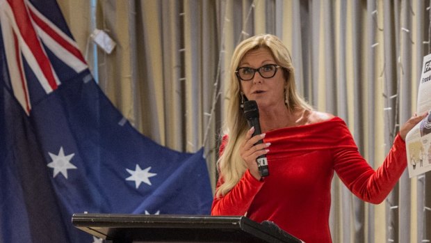 Q Society president Debbie Robinson speaks at a fundraiser at North Ryde RSL in February 2017.