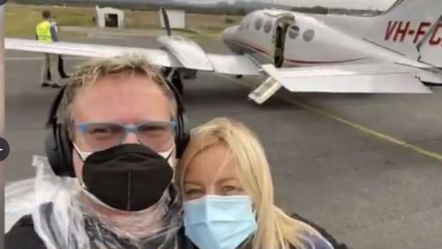 Mark Kilian and Anneli Gerricke have landed at the Gold Coast airport.