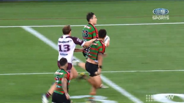 Jake Trbojevic clearly pulled on the jersey of Dane Gagai.