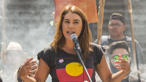 Lidia Thorpe speaks at an Invasion Day rally in 2019.
