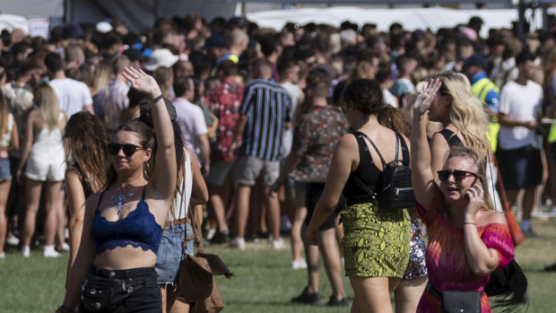 Arrivals at the Electric Gardens dance music festival at Centennial Parklands.