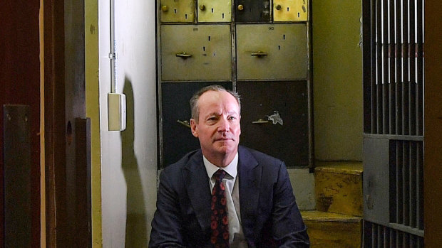 City Tattersalls Club chairman Patrick Campion among the strong boxes inside the vault.