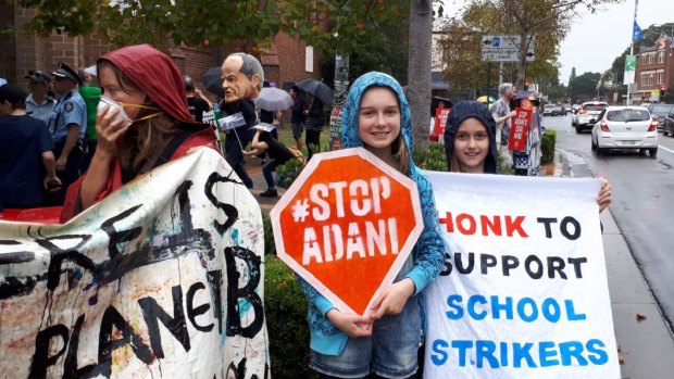 Students outside Anthony Albanese's Marrickville electorate office on Friday. 