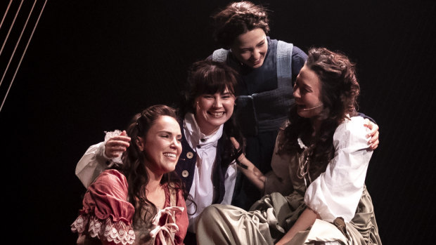 Madeleine Betts, Shannen Alyce Quan, Molly Bugeja and Kaori Maeda-Judge in Little Women at the Hayes Theatre.