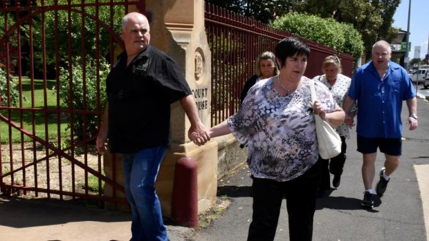 The Cumberland family arriving at Dubbo Court House ahead of the sentencing of Allan Geoffrey O'Connor on Thursday. 