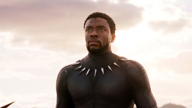 Chadwick Boseman in a scene from "Black Panther" set in the Kingdom of Wakanda. 