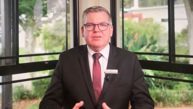 Citipointe Christian College principal Brian Mulheran issued a video to parents defending the enrolment contract. 