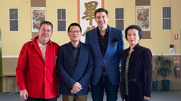Mustang Bar owner Michael Keiller, Chung Wah Association's Ting Chen, Seven West Media personality Basil Zempilas and businesswoman Gloria Zhang. 