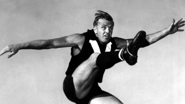 Ted Whitten at training with the Victorian state-of-origin side, 1963.