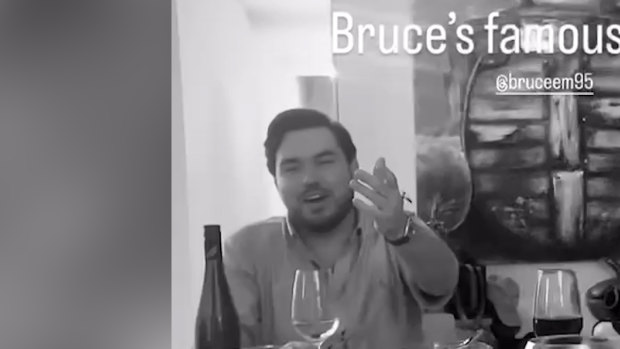 Bruce Lehrmann seen on video as friend chops ‘white powder’ at dinner party