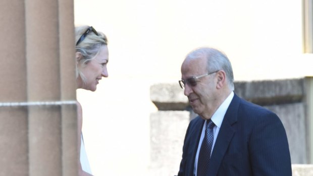Margaret Cunneen with Eddie Obeid outside the NSW Supreme Court in Darlinghurst during his trial in February 2016.