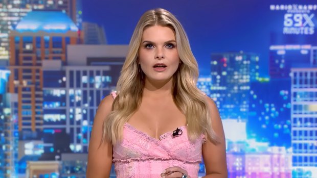 Erin Molan on the set of 69X Minutes.