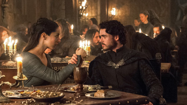 Robb Stark (Richard Madden) and Talisa (Oona Chaplin) in the infamous red wedding episode of Game of Thrones.
