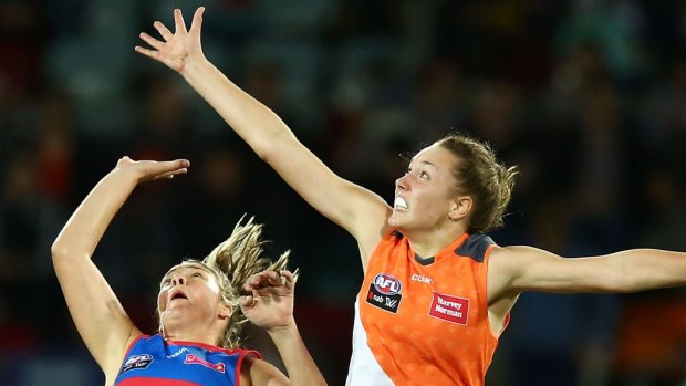 Standing tall: Young ruck  Erin McKinnon shines for GWS.