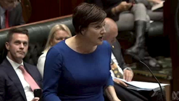 NSW Opposition Leader Jodi McKay in Parliament on Wednesday before she was removed.