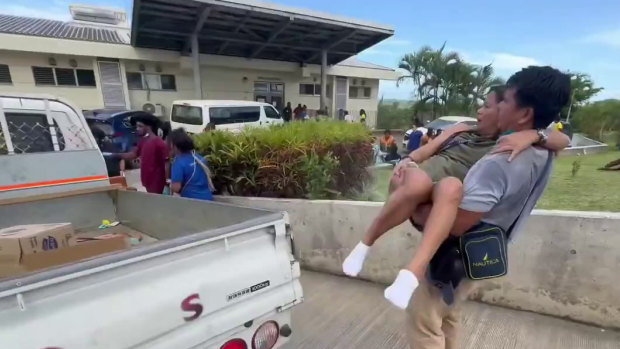 Video uploaded to social media shows injured people arriving at Vila Central Hospital in Vanuatu after a magnitude 7.3 earthquake. 