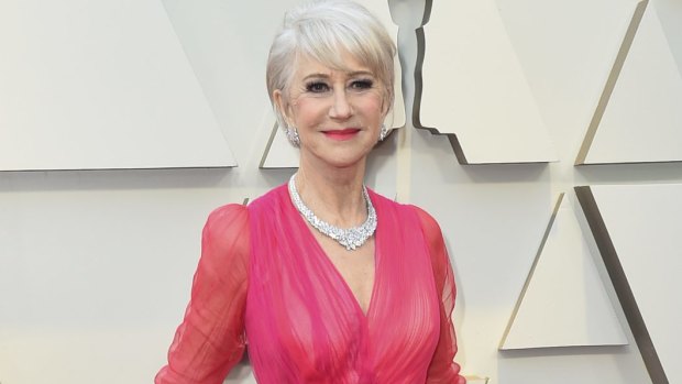 Helen Mirren, 73, looking fabulous (and her age) at the Oscars.