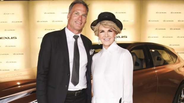 Julie Bishop and David Panton doing the black and white thing at the Lexus Marquee.