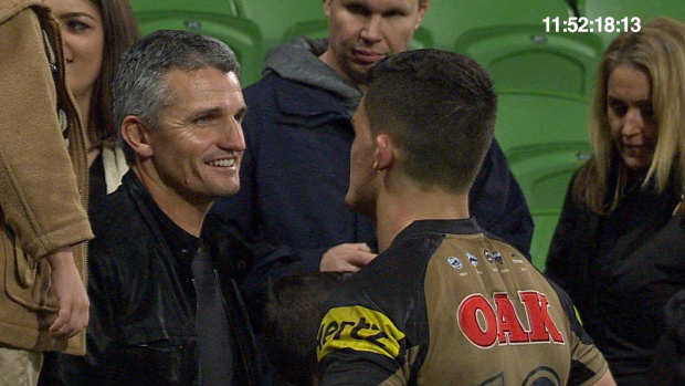 Father and son after his debut at AAMI Park.