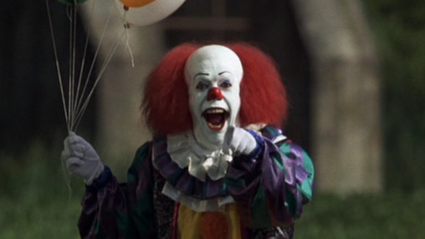 Pennywise the clown in the 1990 miniseries It, based on the novel by Stephen King.