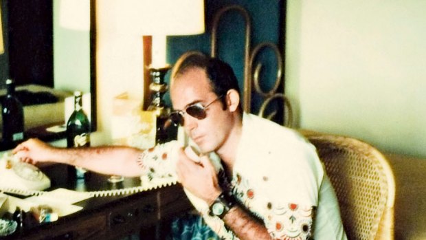 Gonzo journalist Hunter S. Thompson at work.